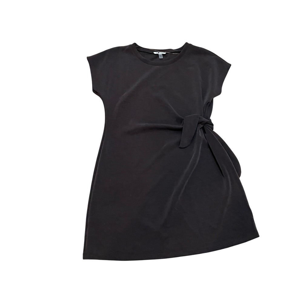 Cable & Gauge Sport Womens XL Dark Brown Side Tie Knit A-Line Dress Short Sleeve